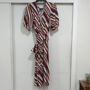 Striped Multicolor Wrap Dress